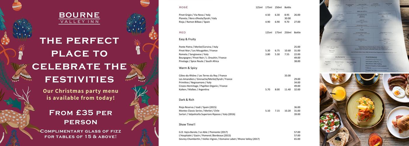 Bourne Valley Inn Menu