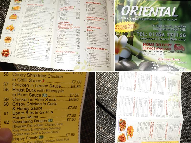 Oriental Menu