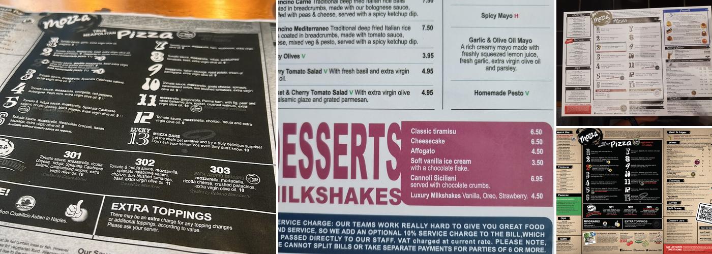 Mozza Menu