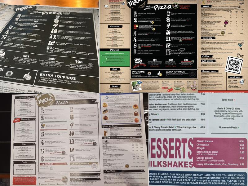 Mozza Menu