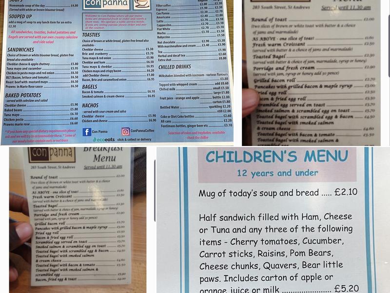 Con Panna Coffee Shop Menu