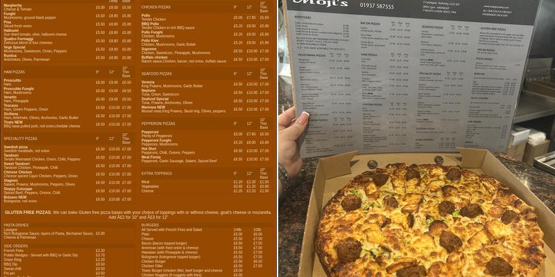 Moji's Pizzeria Menu