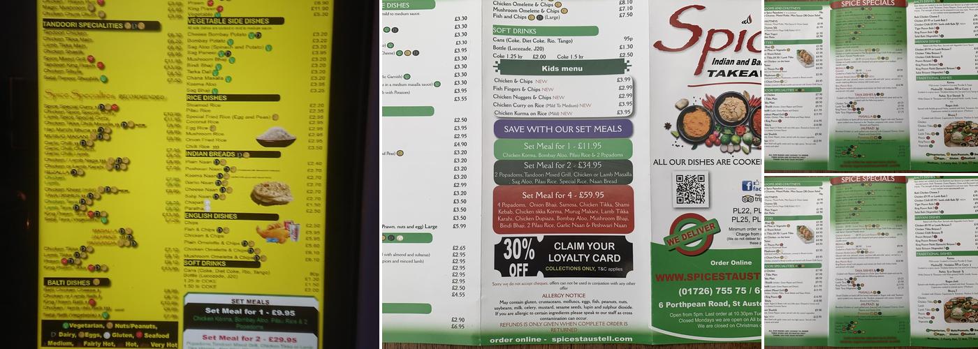 Spice Indian and Bangladeshi Takeaway Menu