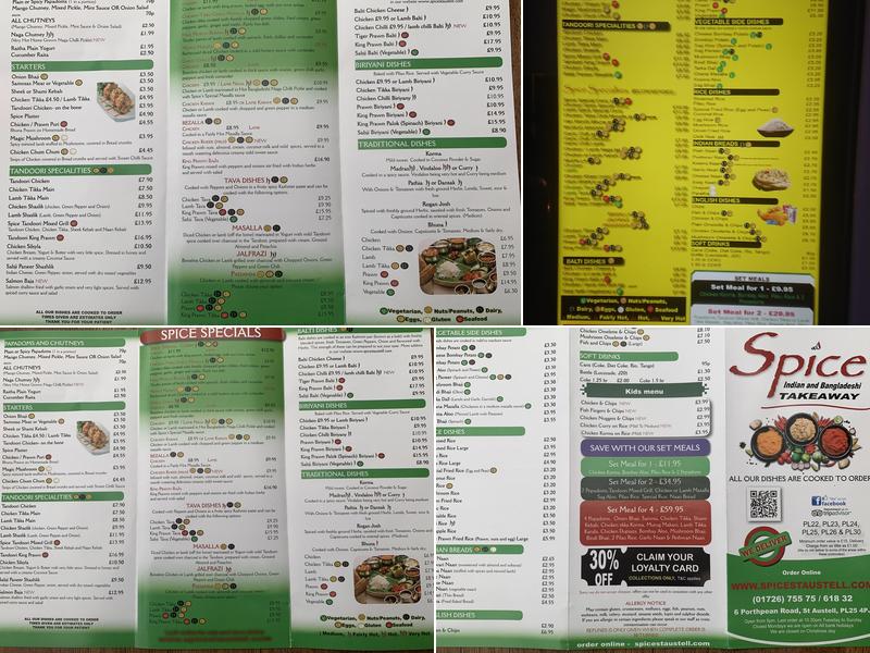 Spice Indian and Bangladeshi Takeaway Menu
