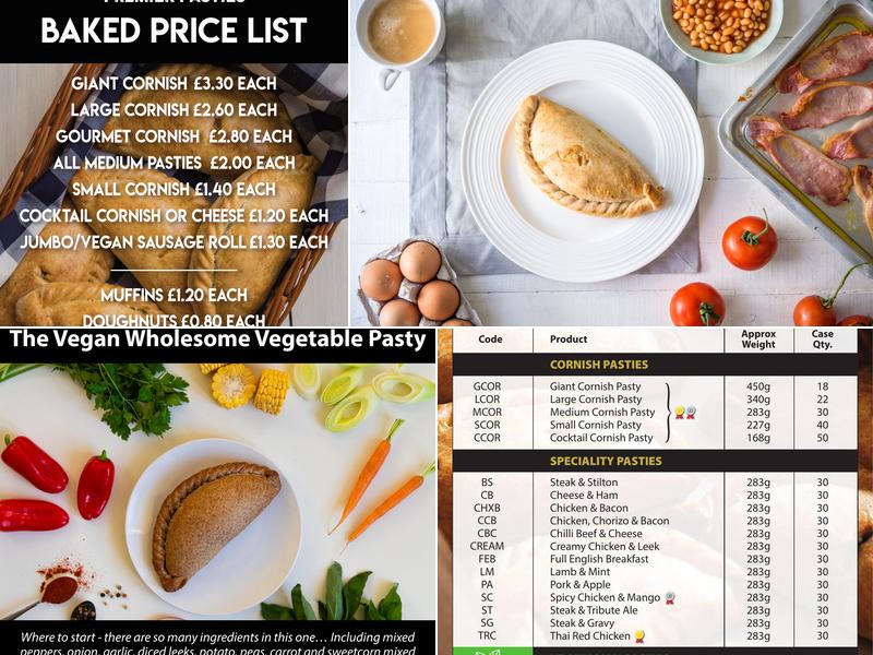 Cornish Premier Pasties Ltd Menu