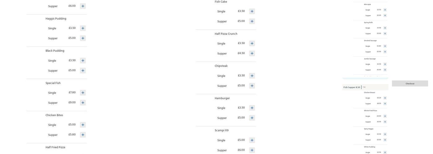 Bene's Fish & Chips Menu