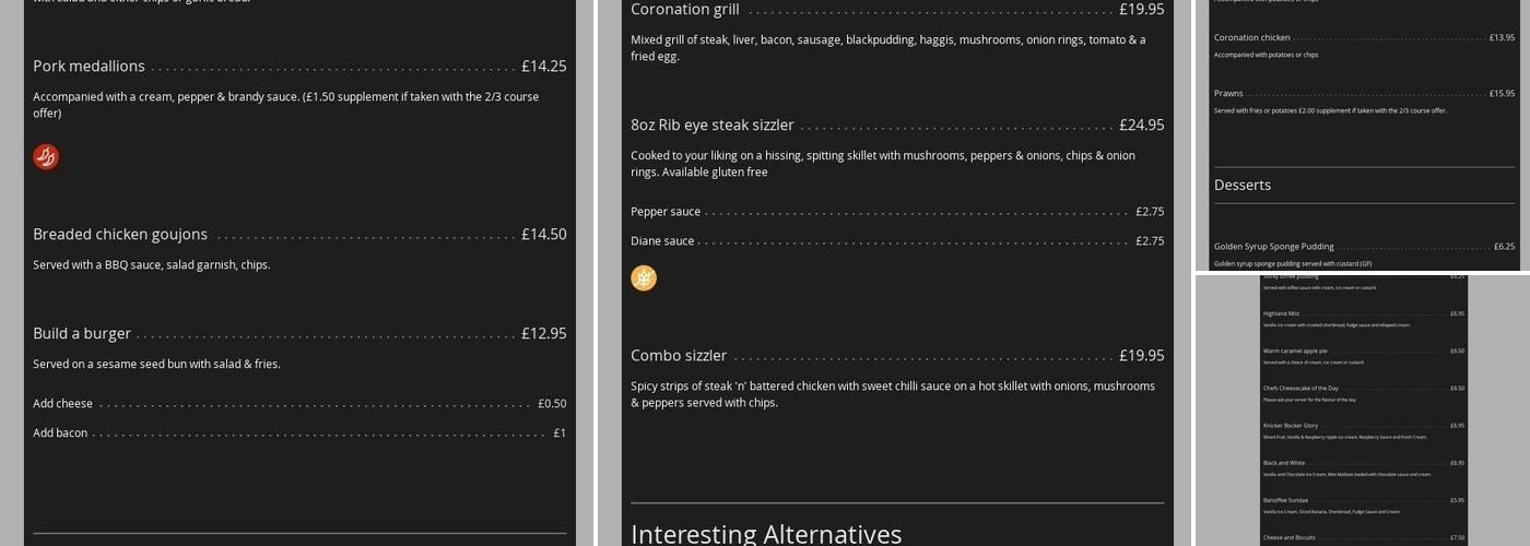 The Coronation Restaurant Menu