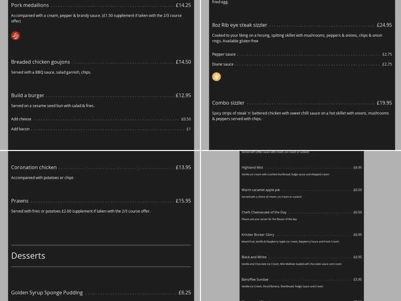 The Coronation Restaurant Menu