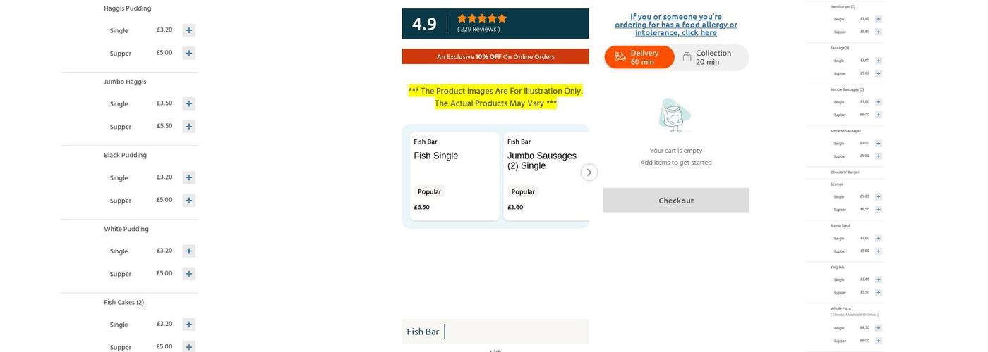 Franco's Takeaway Dalkeith Menu