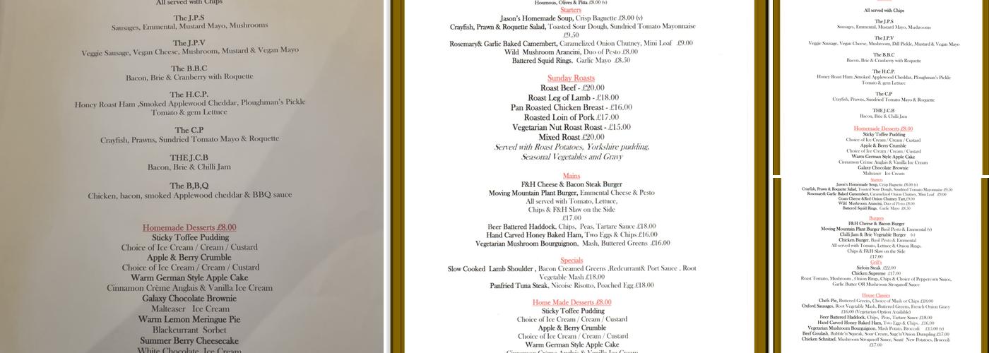 The Fox & Hounds Menu