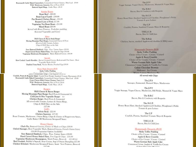 The Fox & Hounds Menu