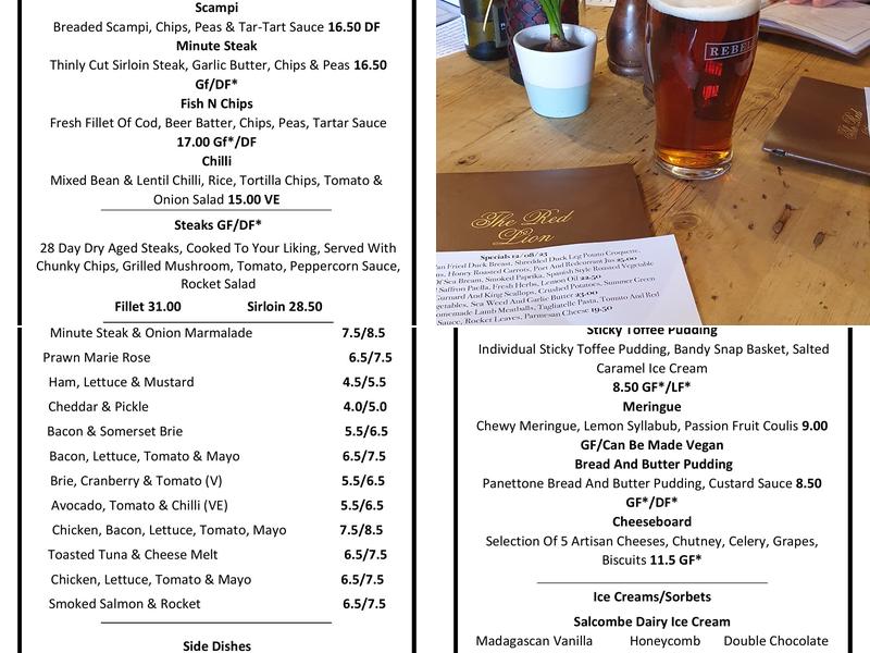 The Red Lion Menu