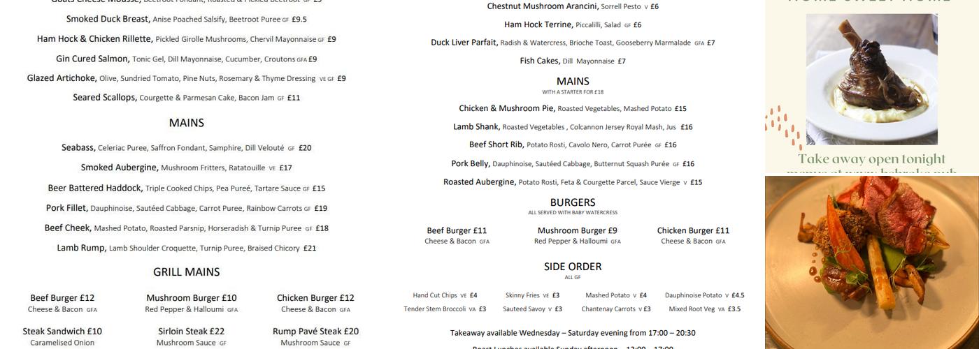 Home Sweet Home Menu