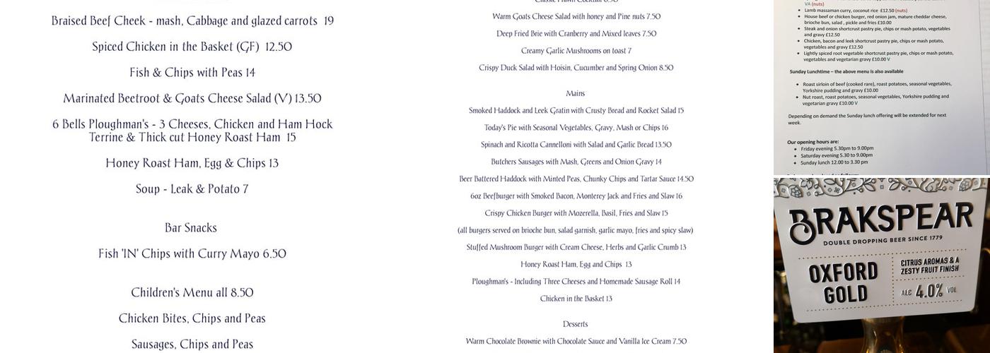 The Six Bells Menu