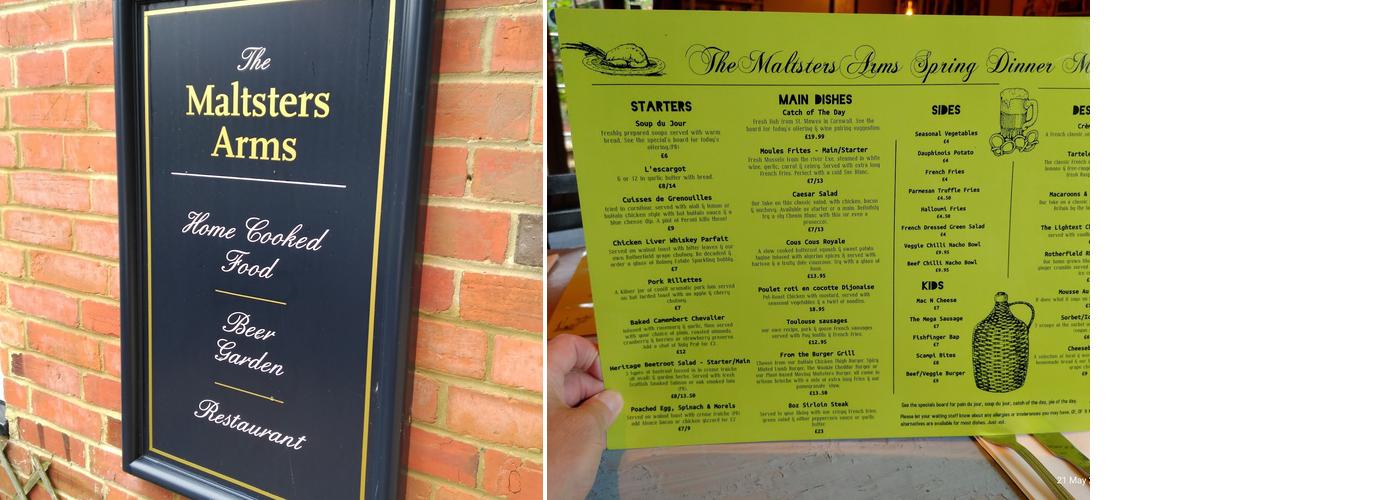 The Maltsters Arms Menu