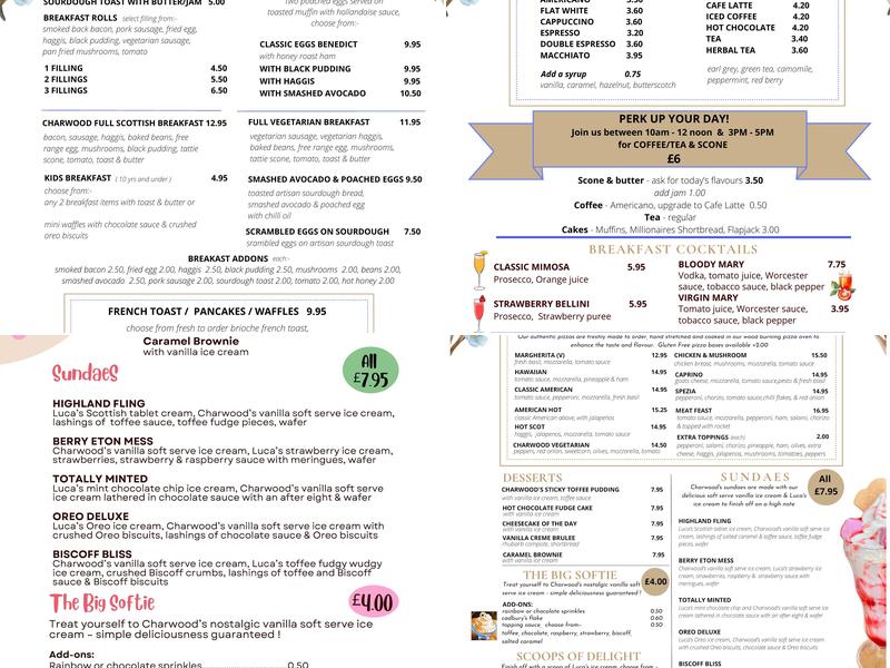 Charwood Menu
