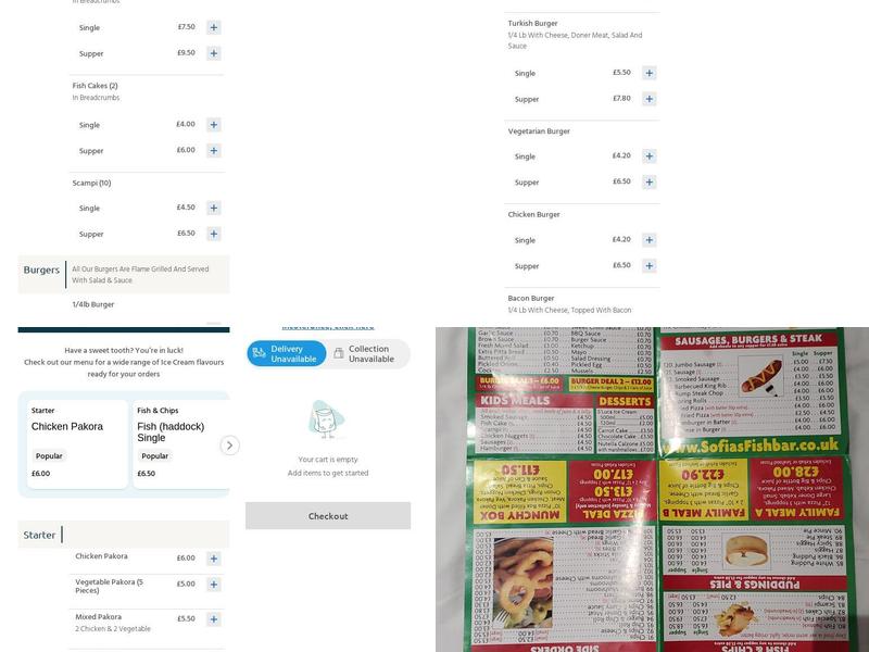 Sofia's Takeaway Menu