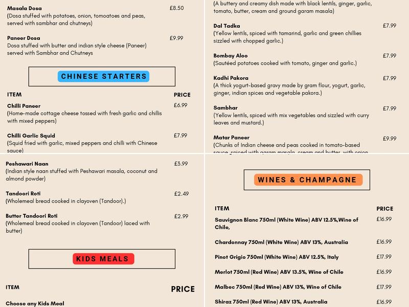 Mr Basrai's World Cuisines Edinburgh Menu