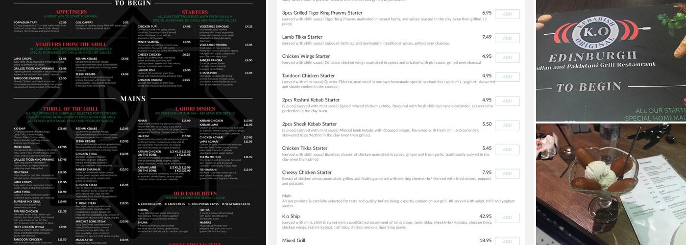 Kebabish Original (Edinburgh) Menu