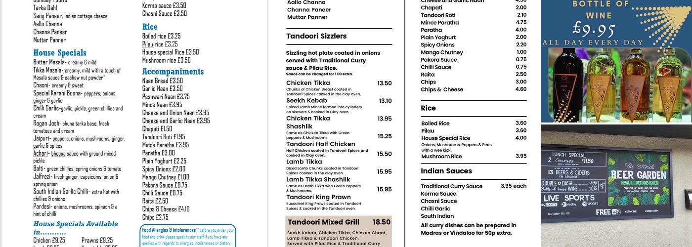 The Ettrick Bar Menu