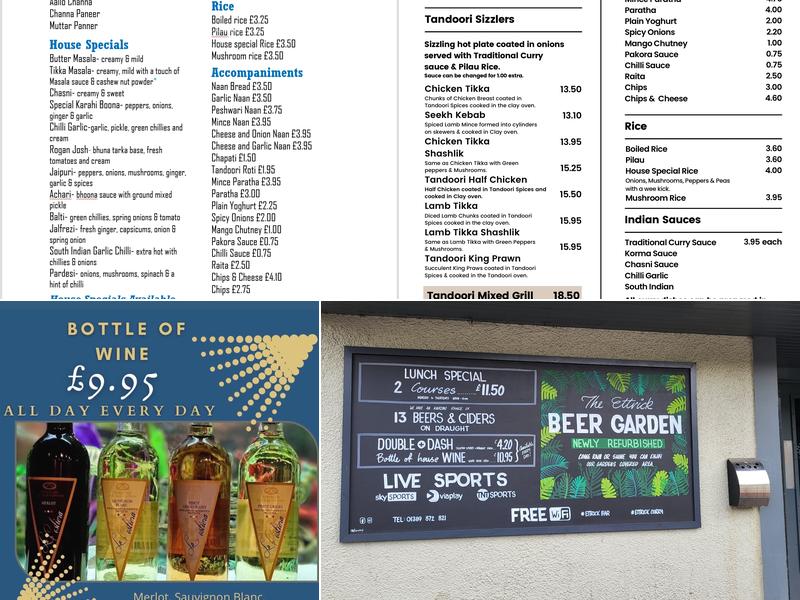 The Ettrick Bar Menu