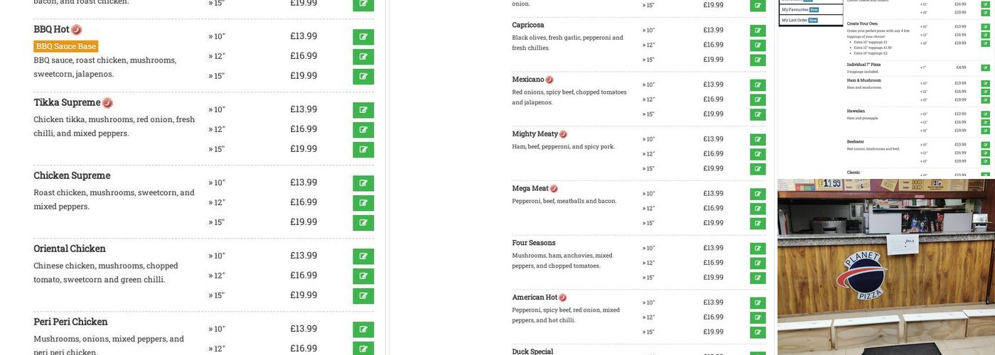 Planet Pizza (Tolworth) Menu