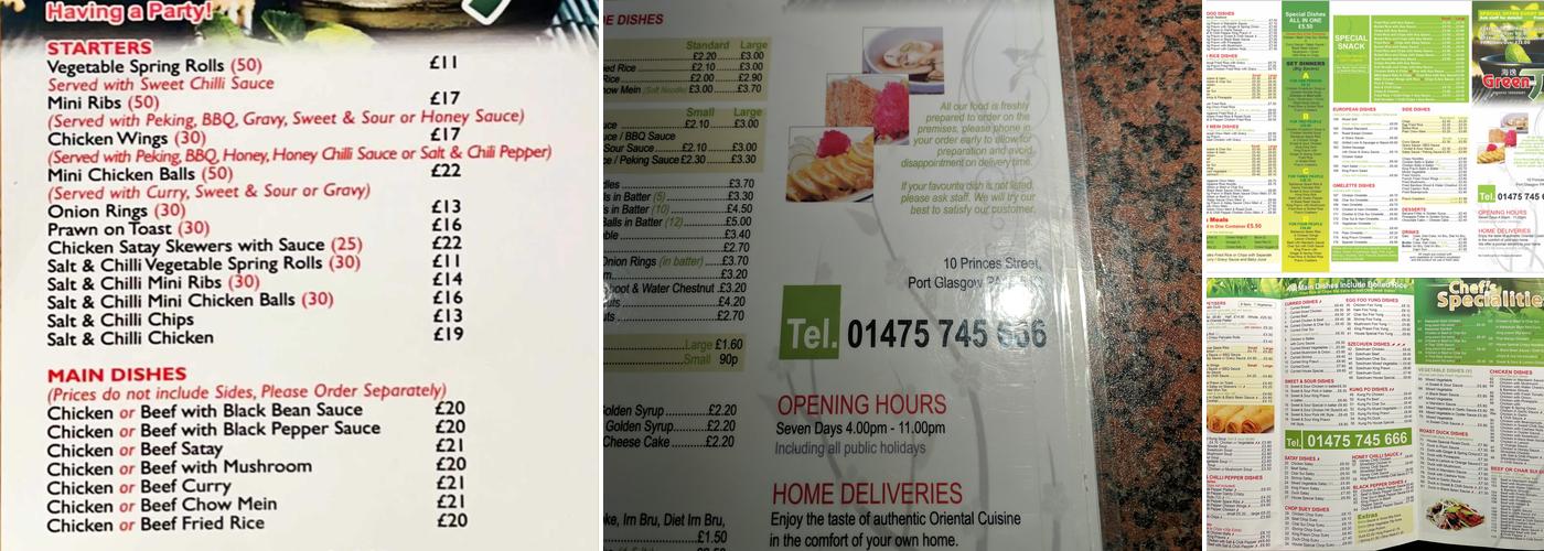 Green T Chinese Takeaway Menu
