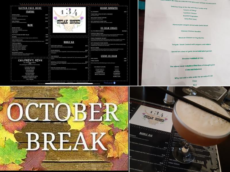 134 Steak House Menu