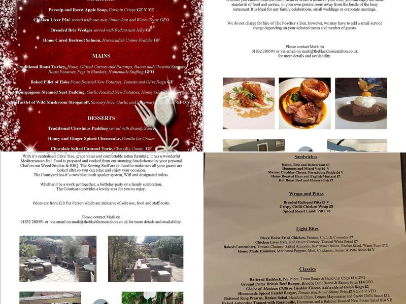 The Black Horse Menu
