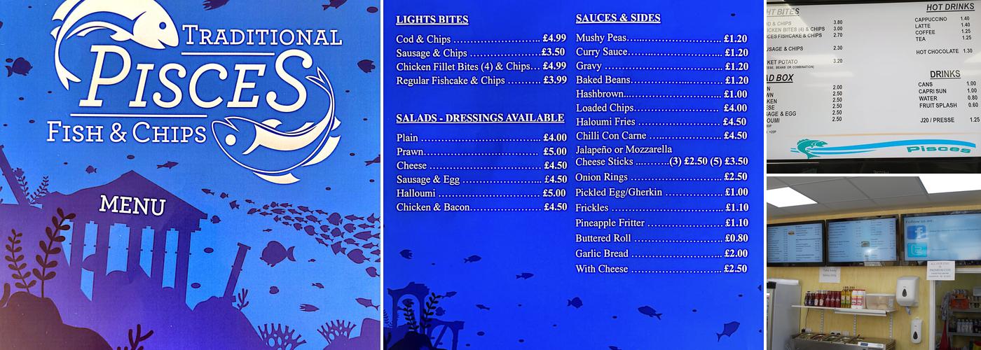 Pisces Fish & Chips Thrapston Menu