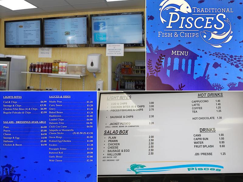Pisces Fish & Chips Thrapston Menu