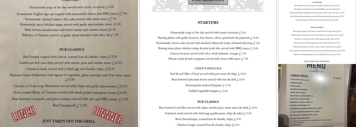 The Bell Inn Menu