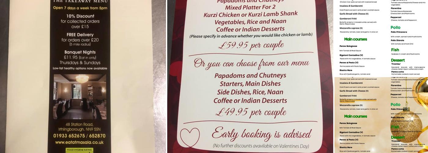 Masala Restaurant Menu