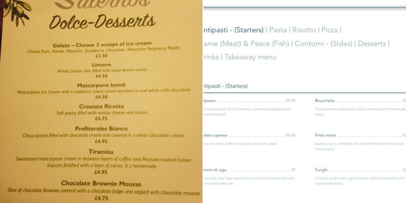 Salerno's Menu