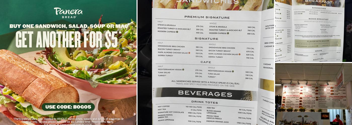 Panera Bread Menu