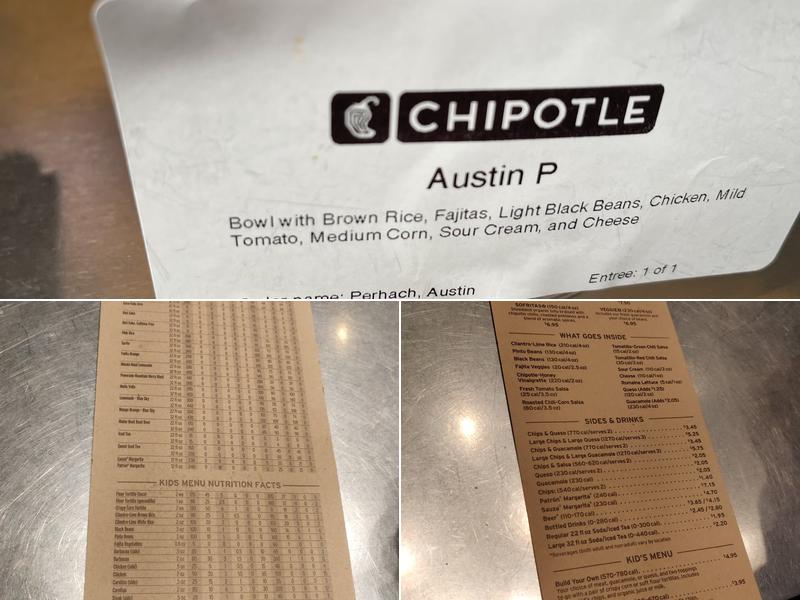 Chipotle Mexican Grill Menu