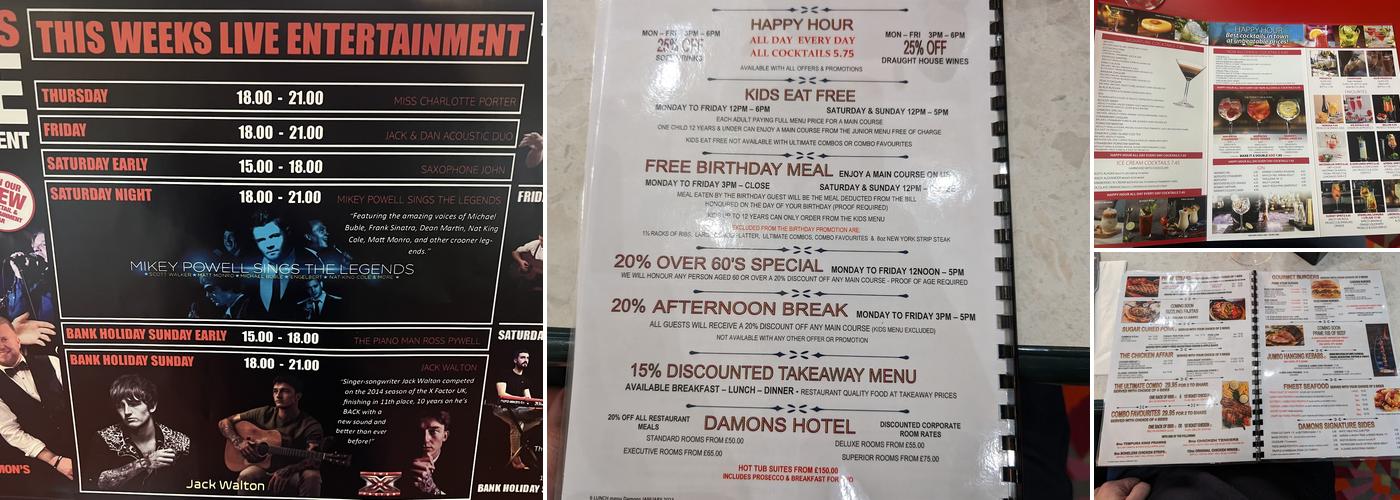 Damon's Restaurant Menu