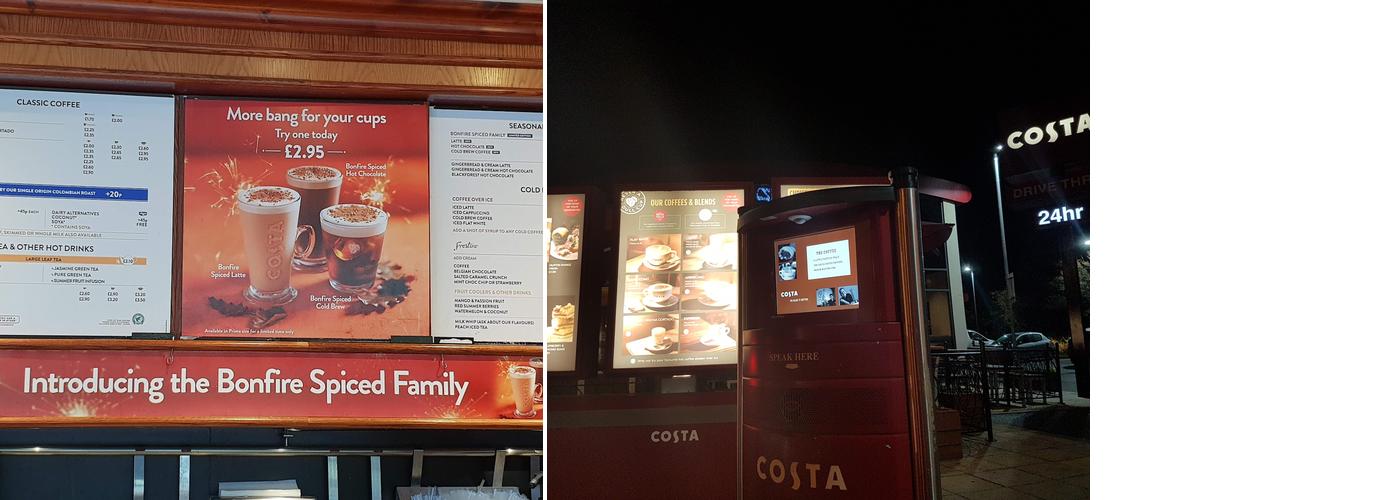 Costa Coffee Menu