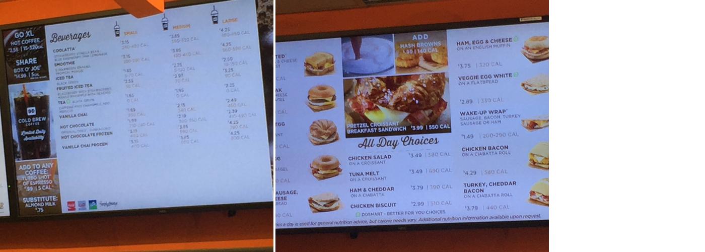 Dunkin' Menu