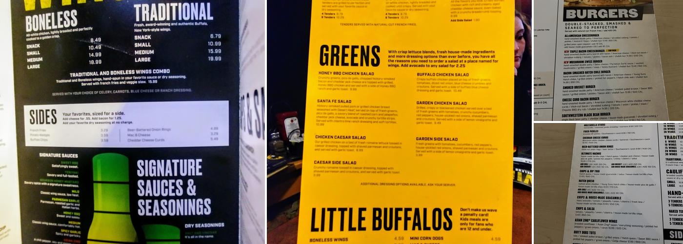 Buffalo Wild Wings Menu