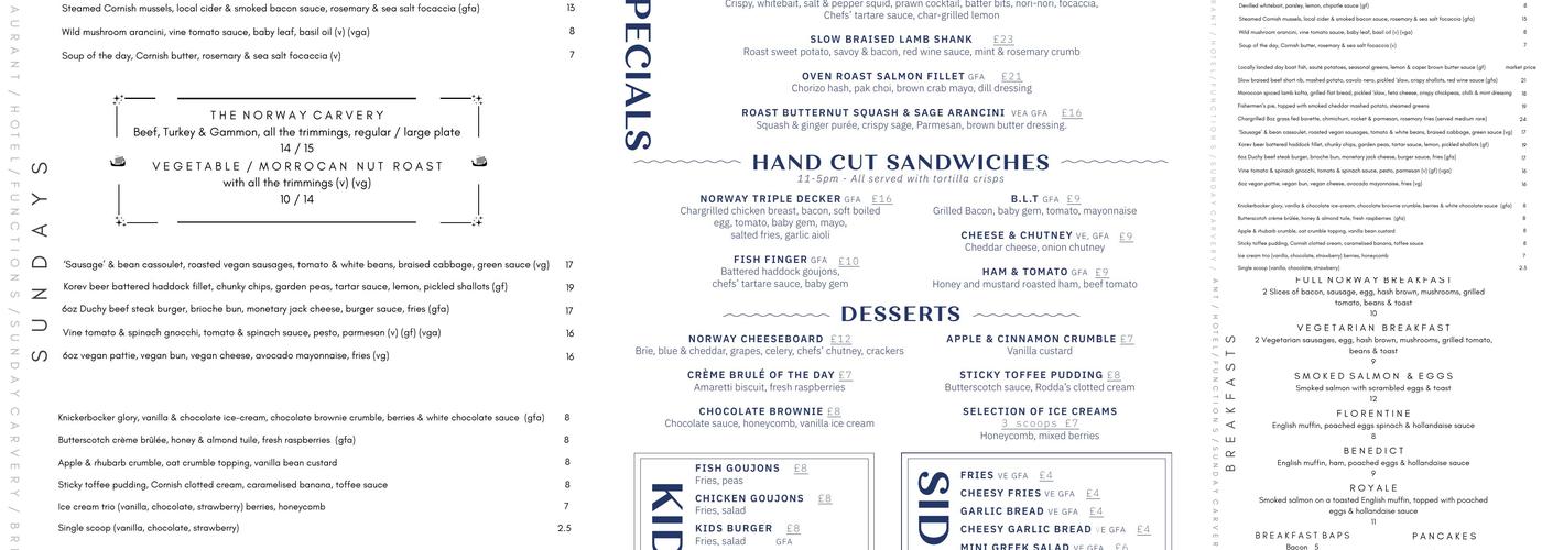 Norway Inn Menu