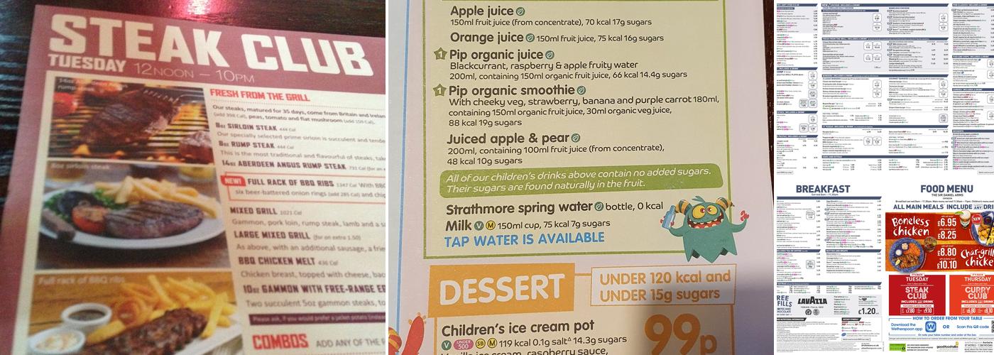 The Sir Daniel Arms - JD Wetherspoon Menu