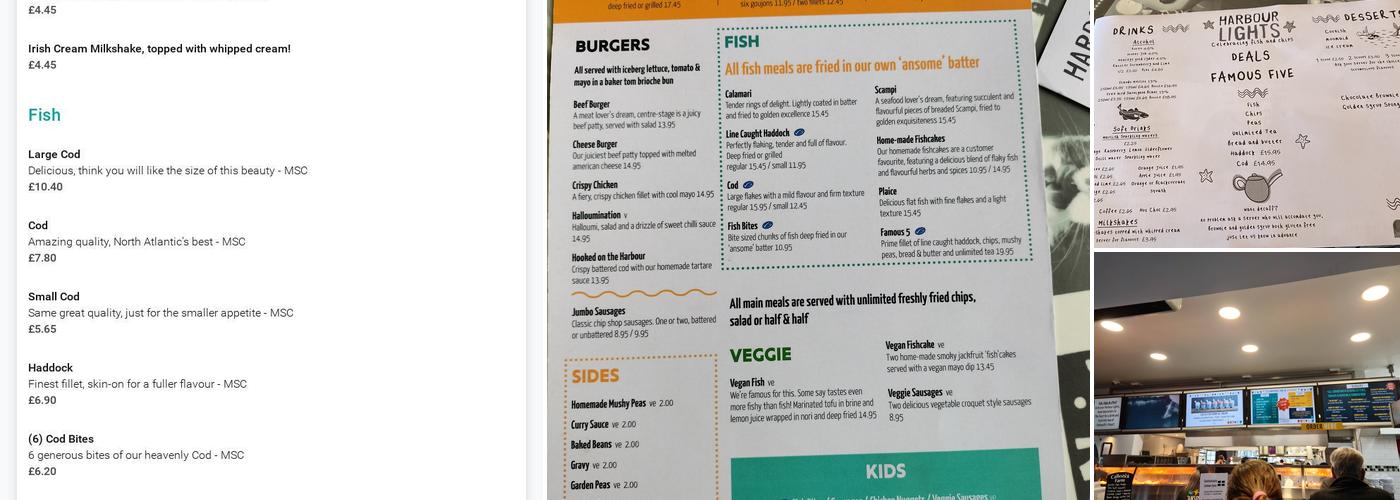 Harbour Lights Fish & Chips Menu