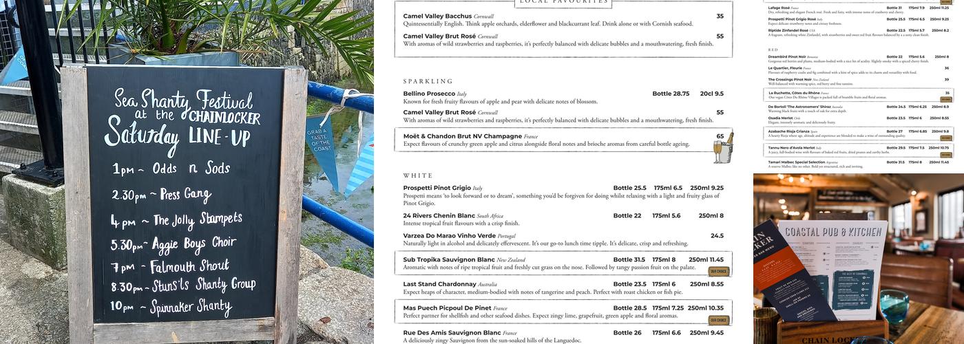 Chain Locker, Falmouth Menu