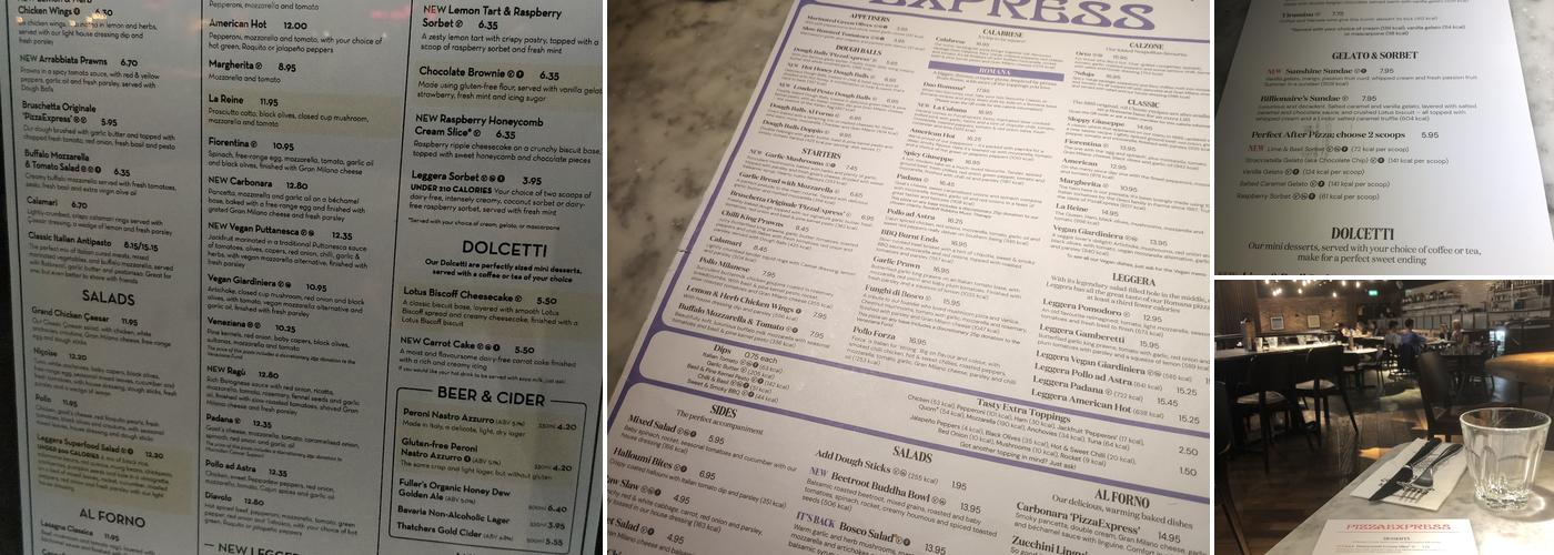 Pizza Express Menu