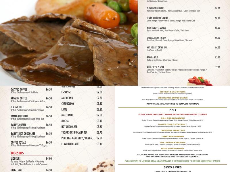 Killyhevlin Lakeside Hotel & Lodges Menu