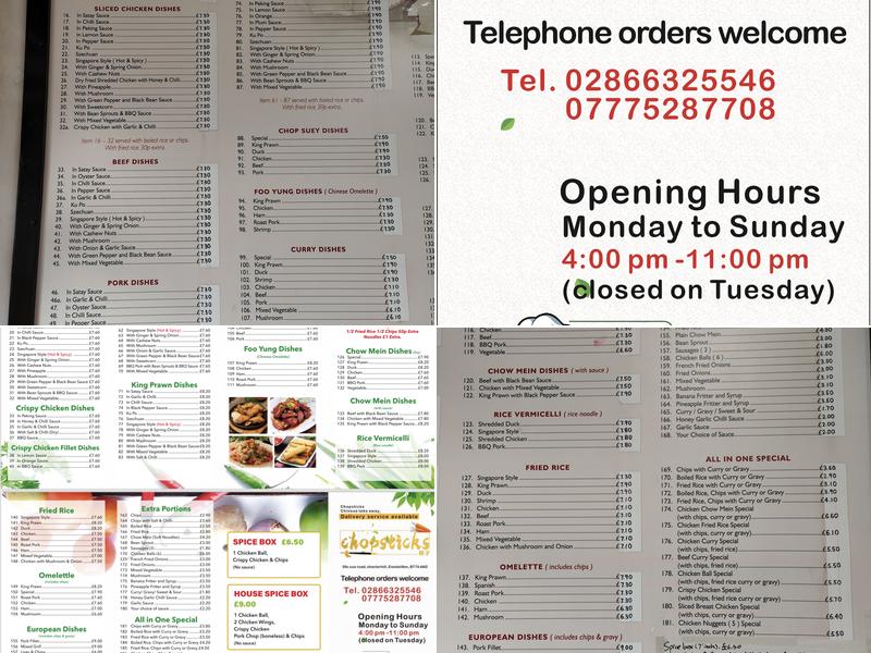 Chopsticks Menu
