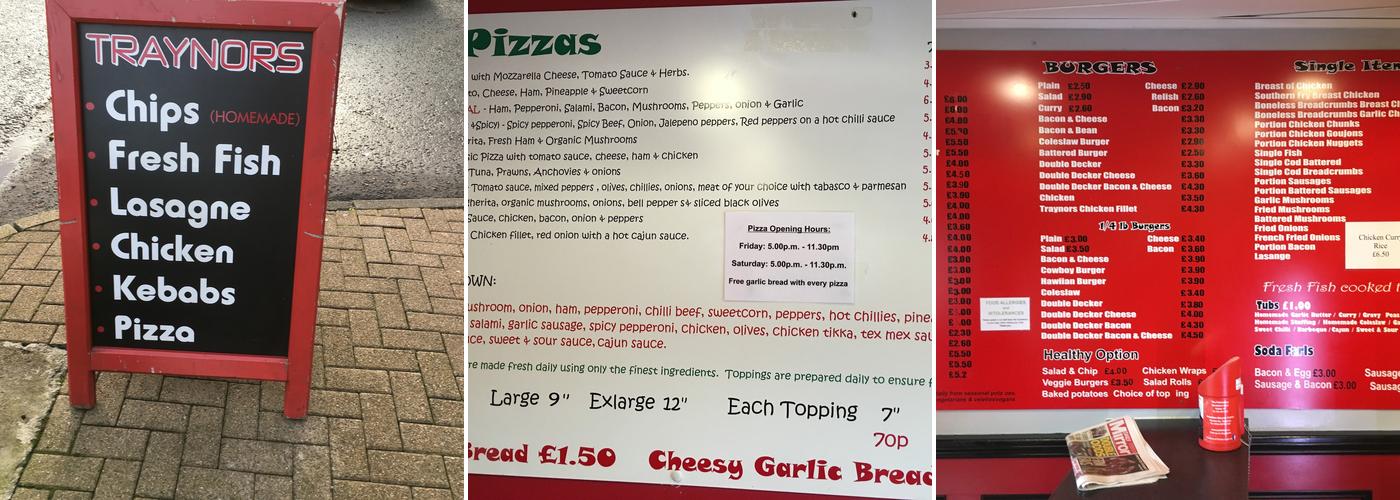 Traynors Carry-Out Menu