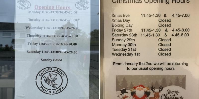 Cousin Jacks Fish & Chips Menu