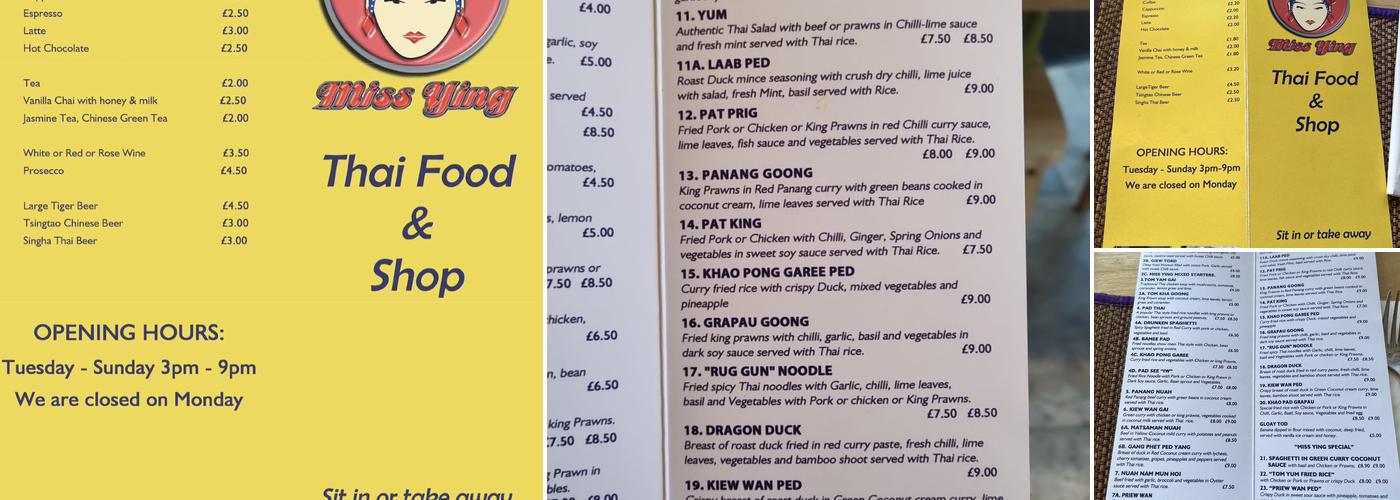 Miss Ying Thai Food & Shop Menu